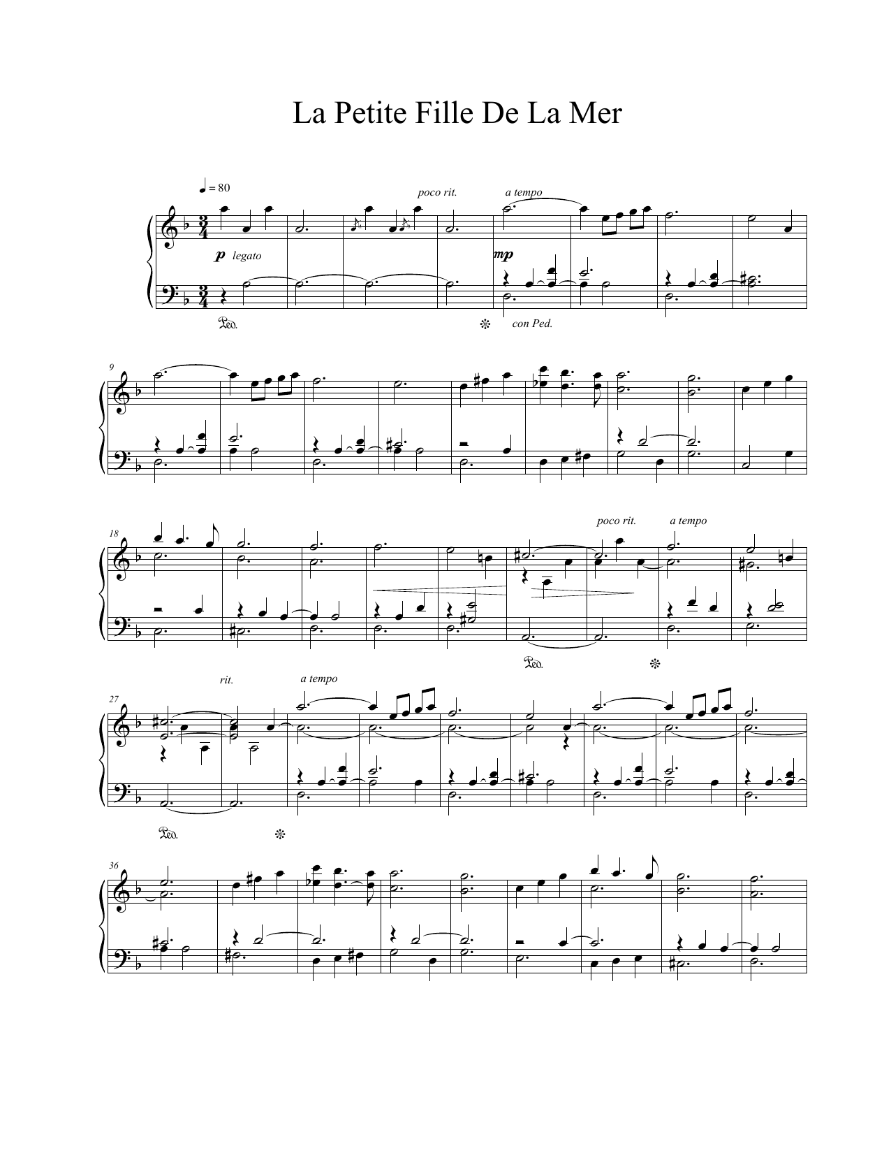 Vangelis La Petite Fille De La Mer Sheet Music Notes & Chords for Piano Solo - Download or Print PDF