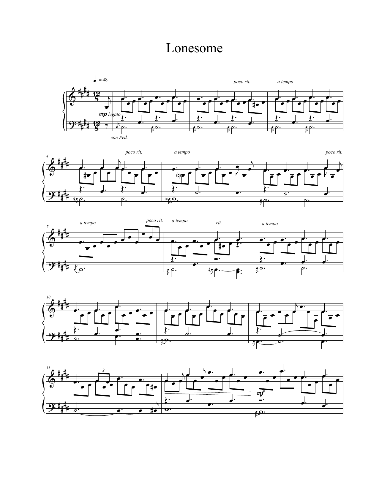 Vangelis Lonesome Sheet Music Notes & Chords for Piano Solo - Download or Print PDF