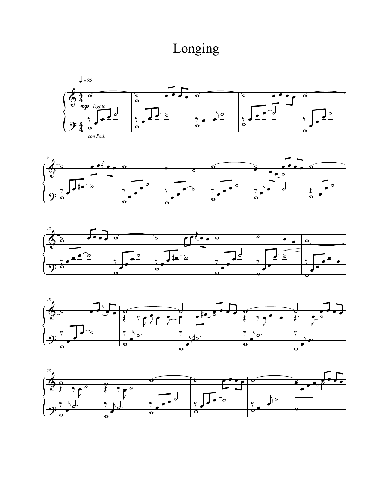 Vangelis Longing Sheet Music Notes & Chords for Piano Solo - Download or Print PDF