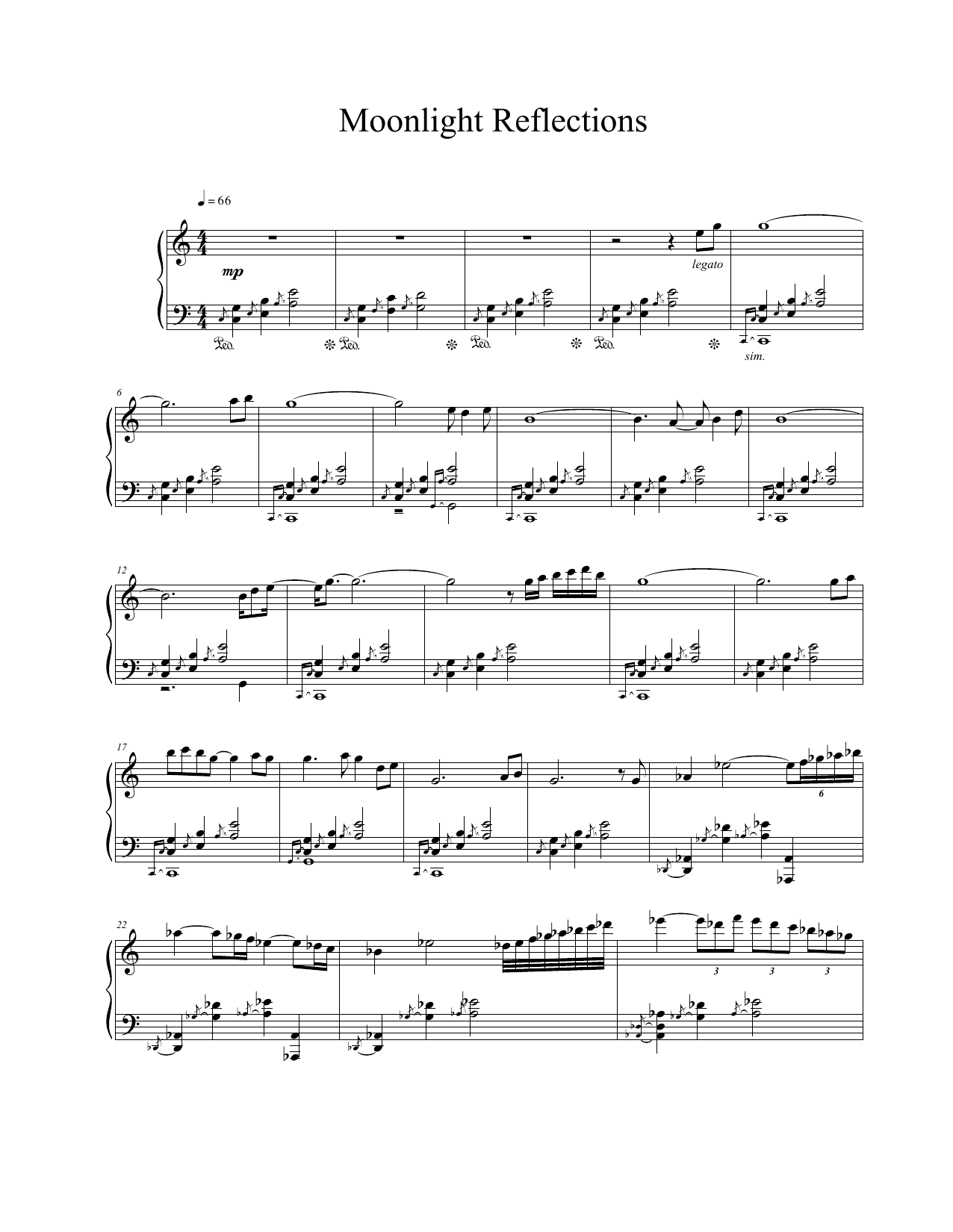 Vangelis Moonlight Reflections Sheet Music Notes & Chords for Piano Solo - Download or Print PDF