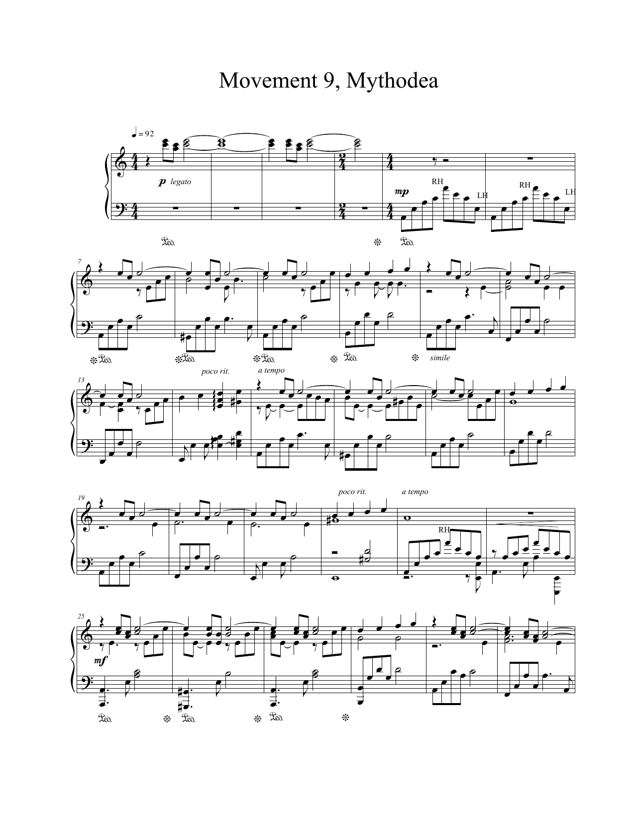Vangelis Movement 9, Mythodea Sheet Music Notes & Chords for Piano Solo - Download or Print PDF