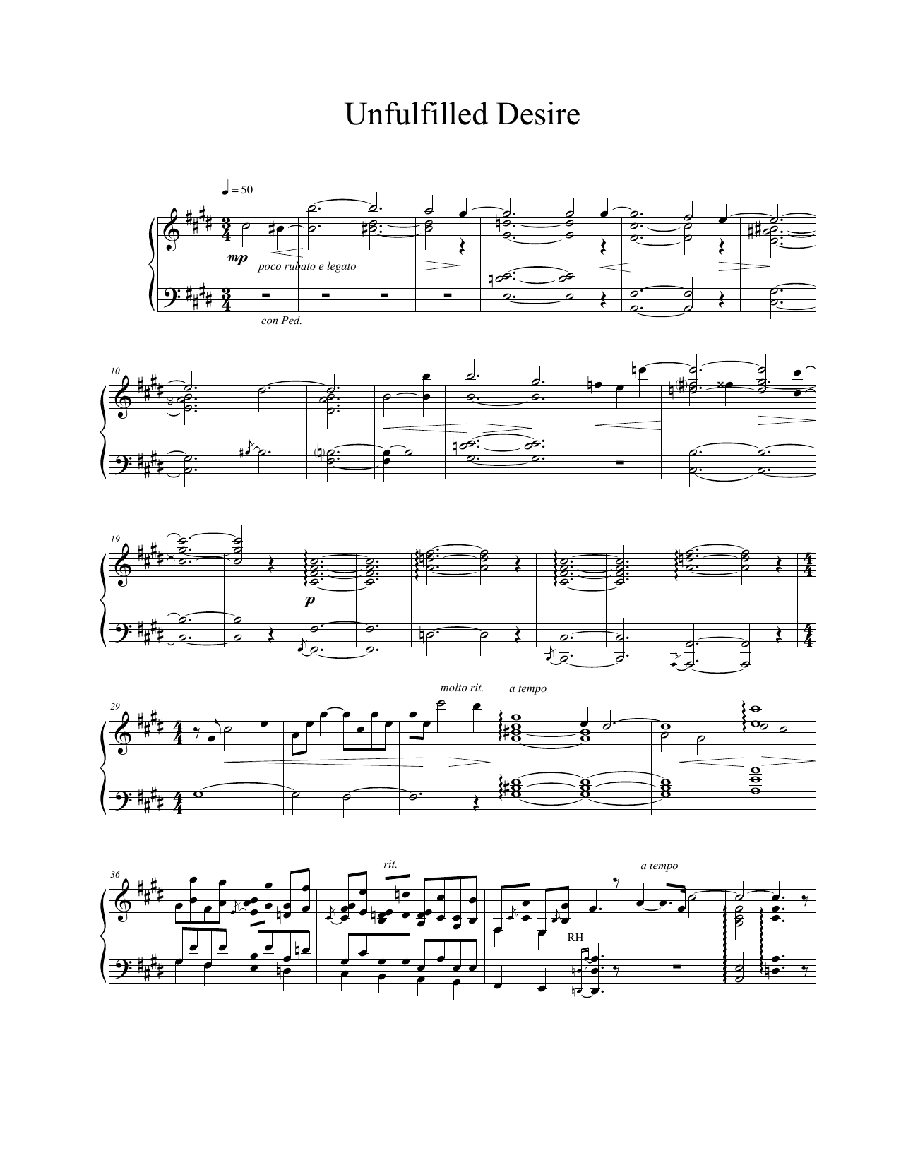 Vangelis Unfulfilled Desire Sheet Music Notes & Chords for Piano Solo - Download or Print PDF