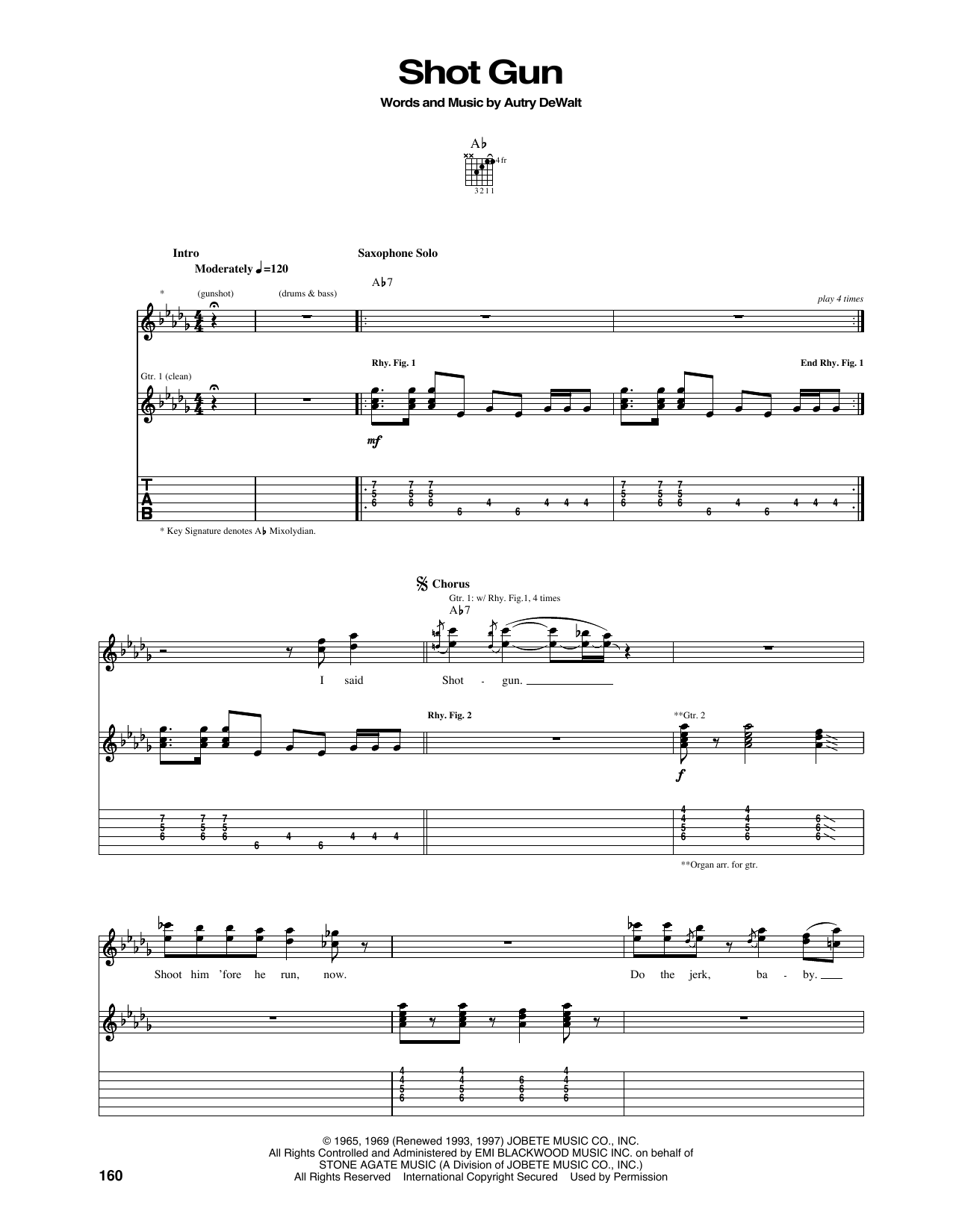 Vanilla Fudge Shotgun Sheet Music Notes & Chords for Guitar Tab - Download or Print PDF