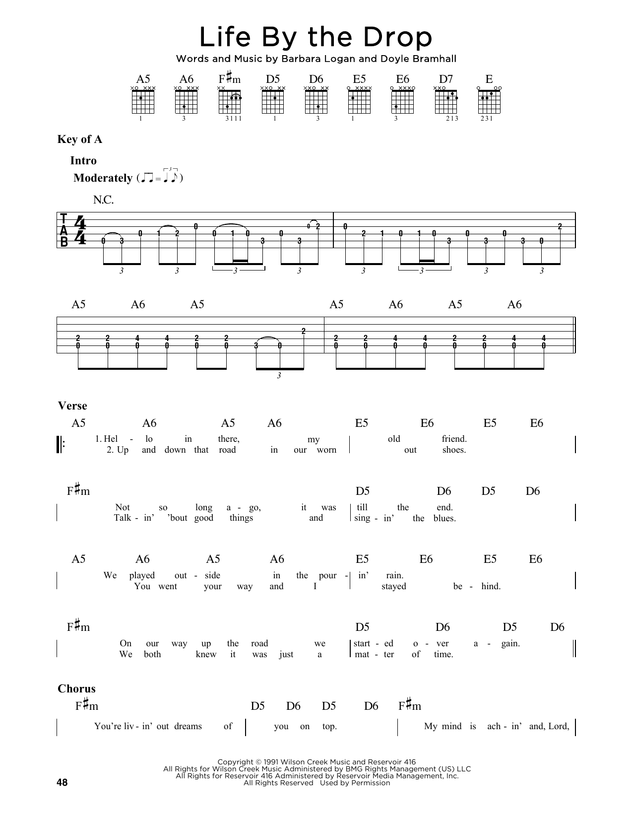 Various Life By The Drop Sheet Music Notes & Chords for Guitar Lead Sheet - Download or Print PDF
