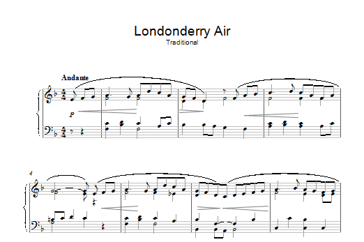 Various Londonderry Air Sheet Music Notes & Chords for Piano - Download or Print PDF