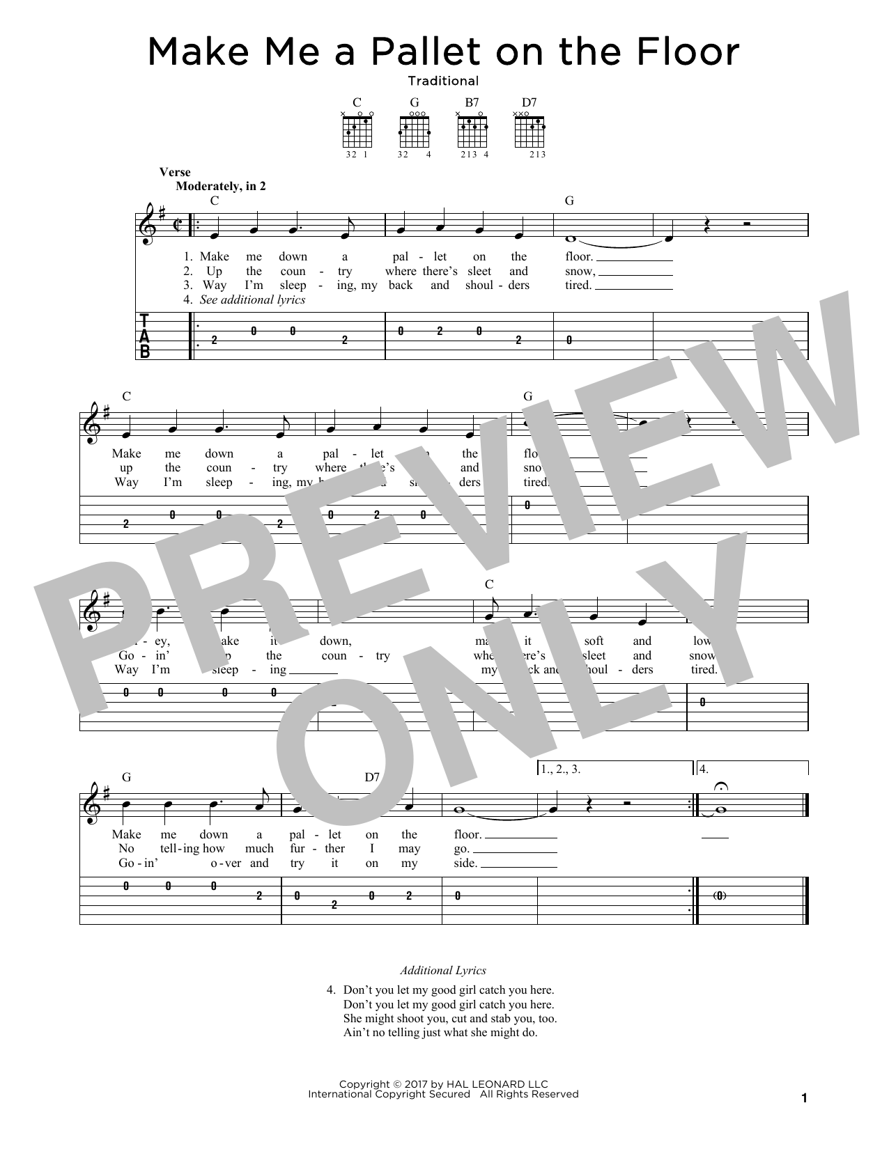 Various Make Me A Pallet On The Floor sheet music notes and chords. Download Printable PDF.
