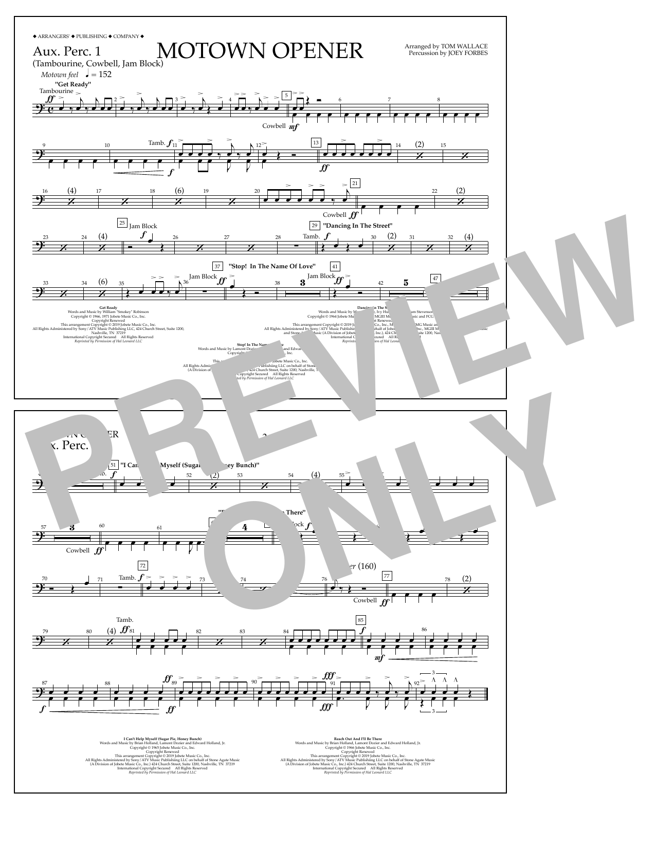 Various Motown Theme Show Opener (arr. Tom Wallace) - Aux. Perc. 1 Sheet Music Notes & Chords for Marching Band - Download or Print PDF