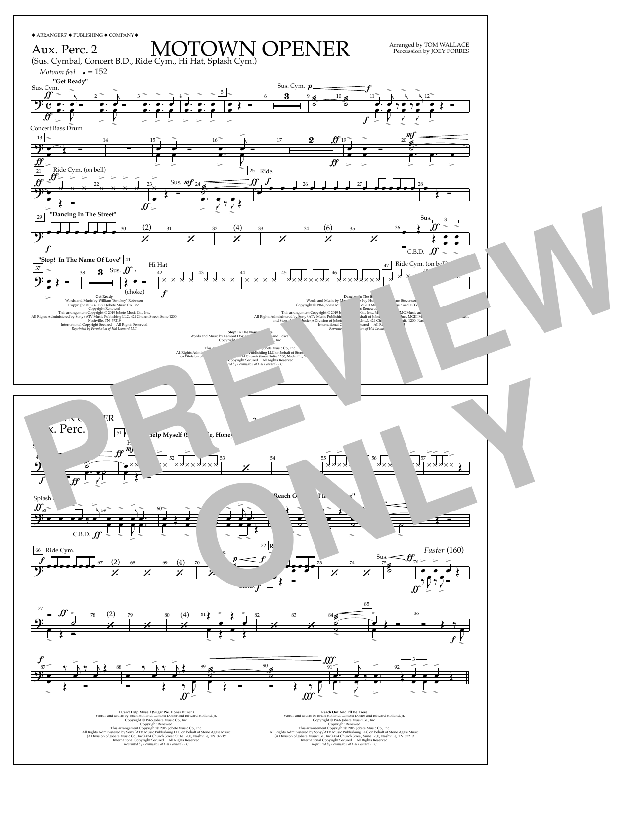 Various Motown Theme Show Opener (arr. Tom Wallace) - Aux. Perc. 2 Sheet Music Notes & Chords for Marching Band - Download or Print PDF