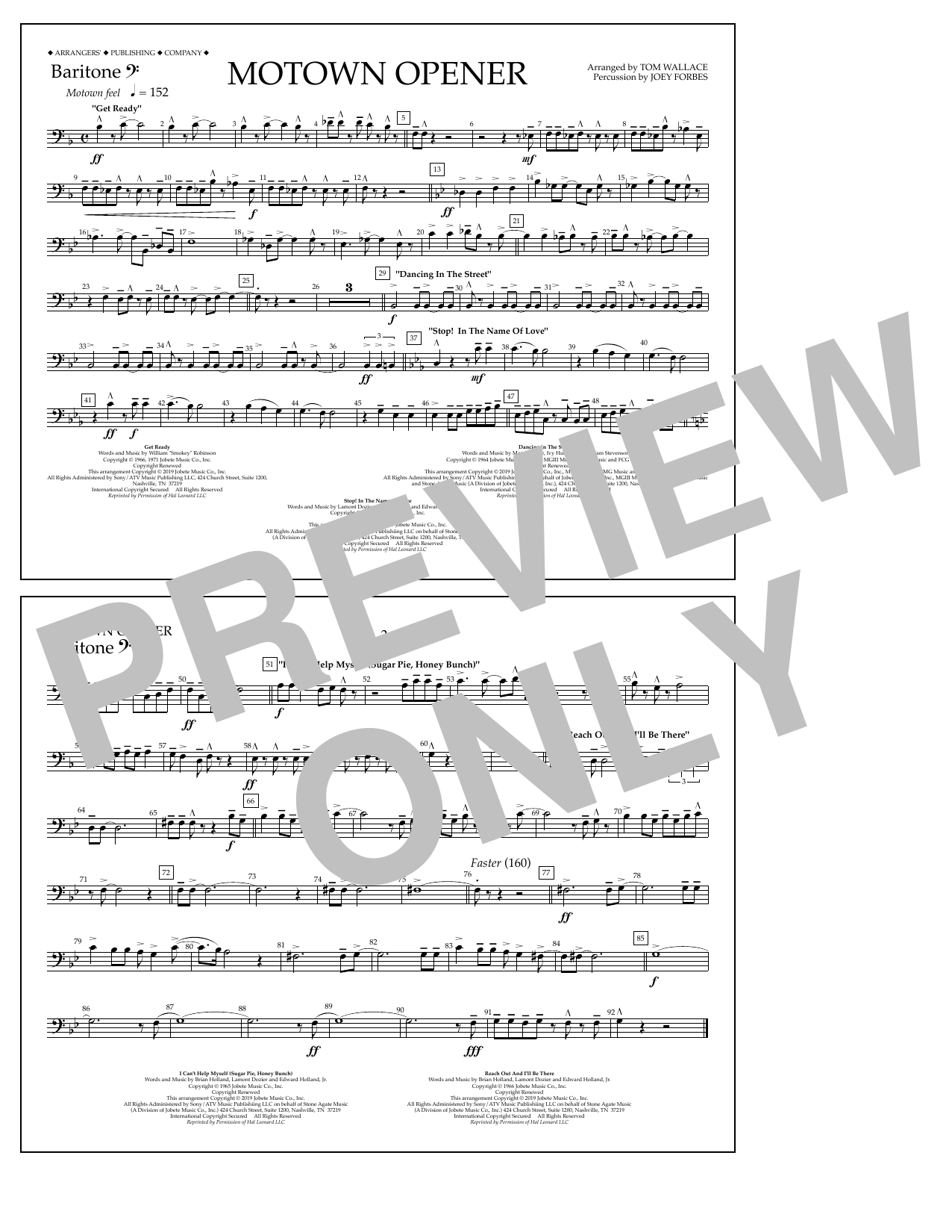 Various Motown Theme Show Opener (arr. Tom Wallace) - Baritone B.C. Sheet Music Notes & Chords for Marching Band - Download or Print PDF