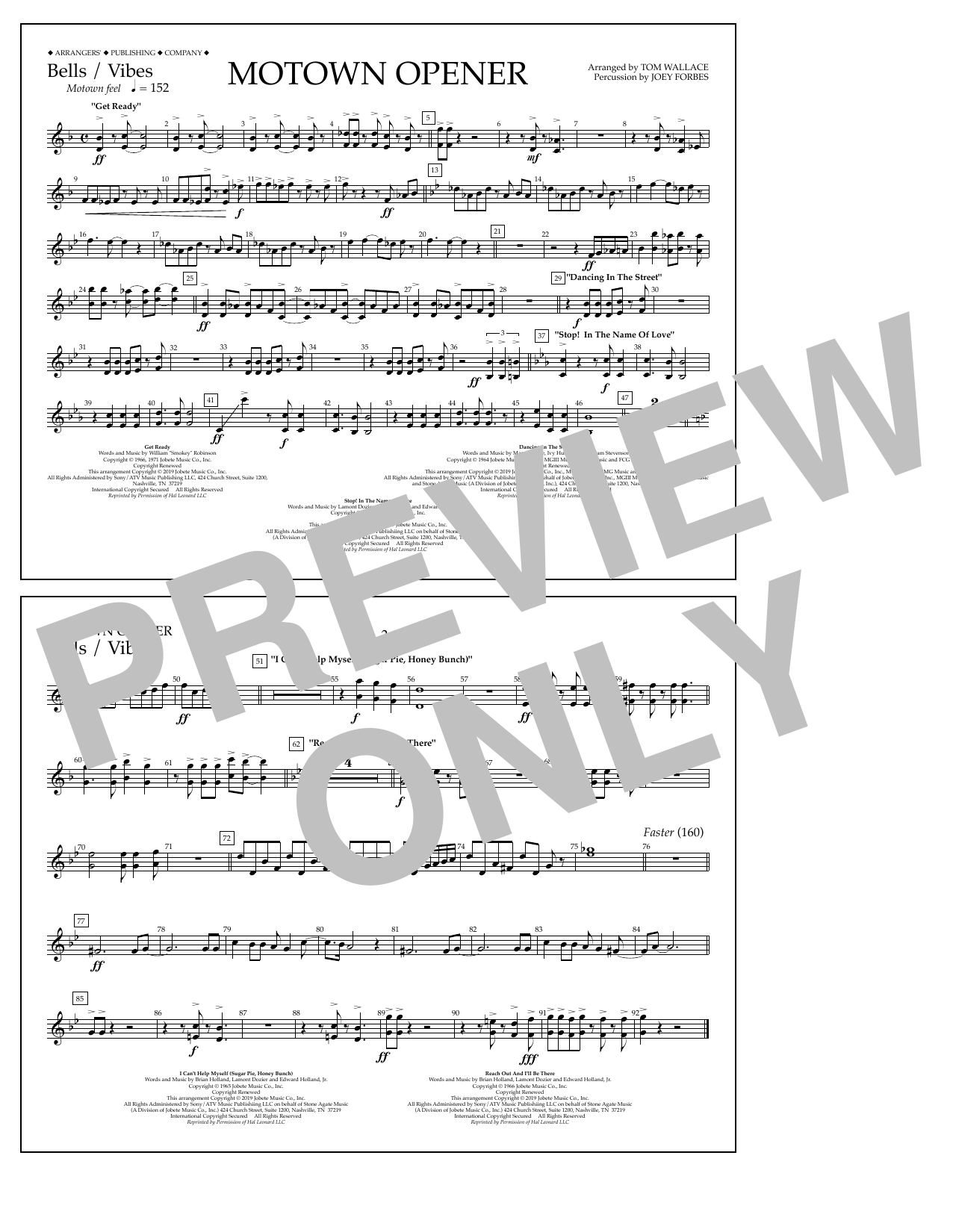 Various Motown Theme Show Opener (arr. Tom Wallace) - Bells/Vibes Sheet Music Notes & Chords for Marching Band - Download or Print PDF