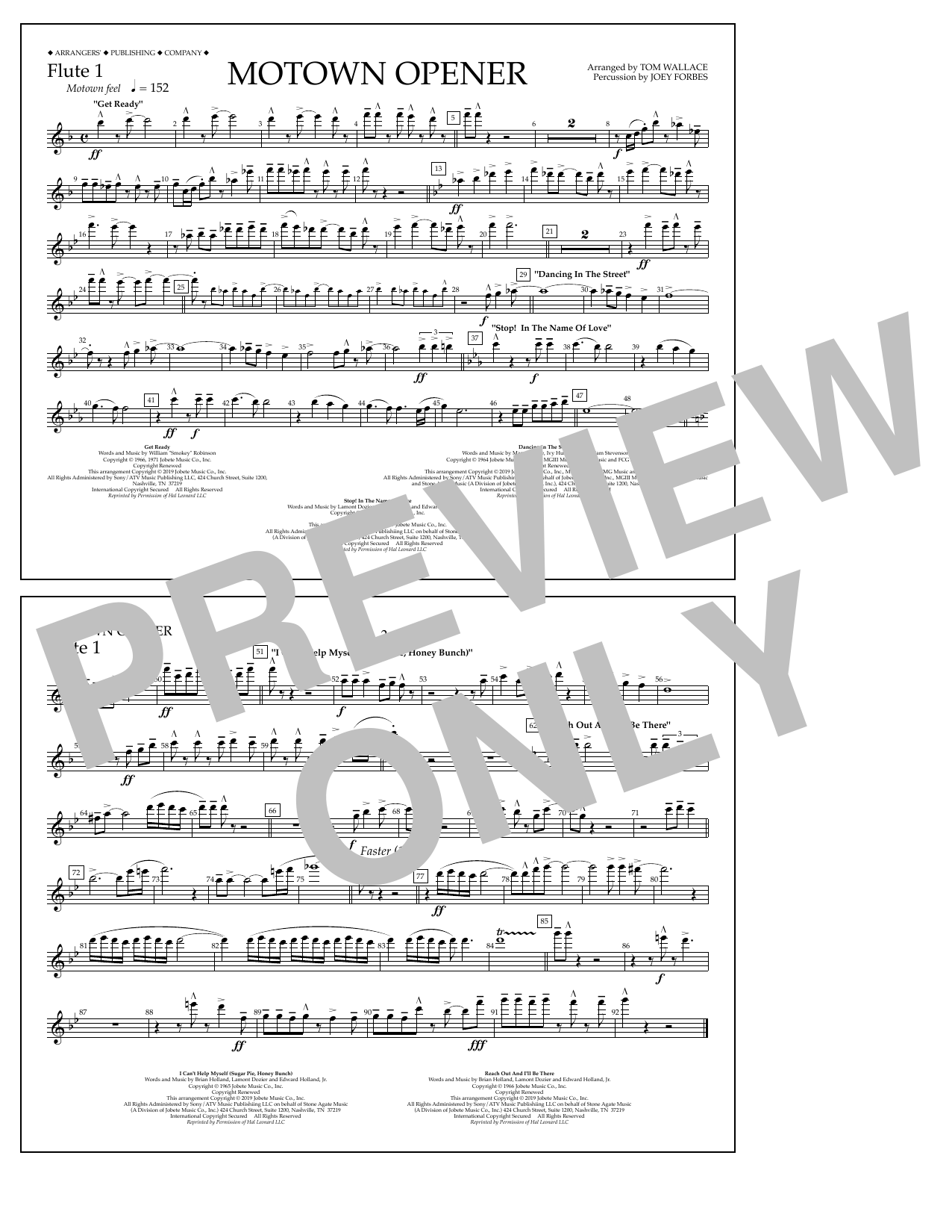 Various Motown Theme Show Opener (arr. Tom Wallace) - Flute 1 Sheet Music Notes & Chords for Marching Band - Download or Print PDF