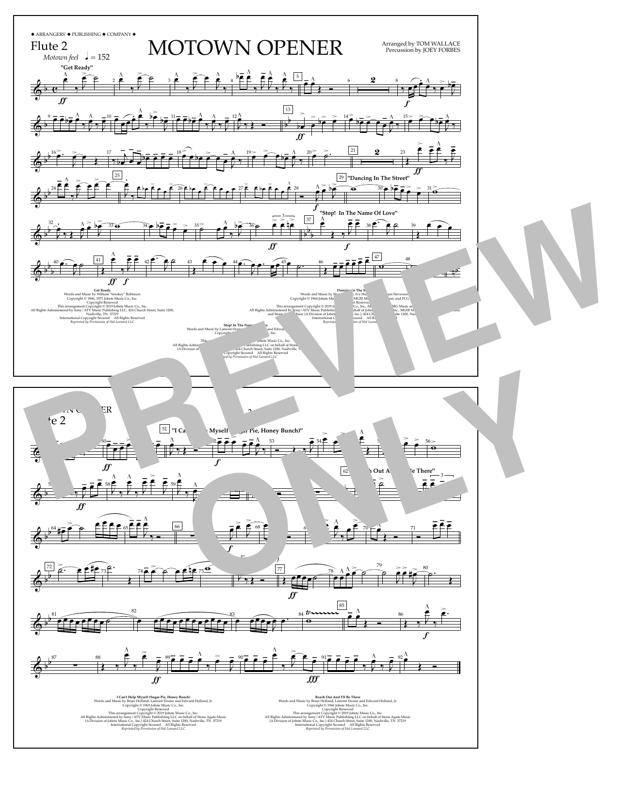 Various Motown Theme Show Opener (arr. Tom Wallace) - Flute 2 Sheet Music Notes & Chords for Marching Band - Download or Print PDF