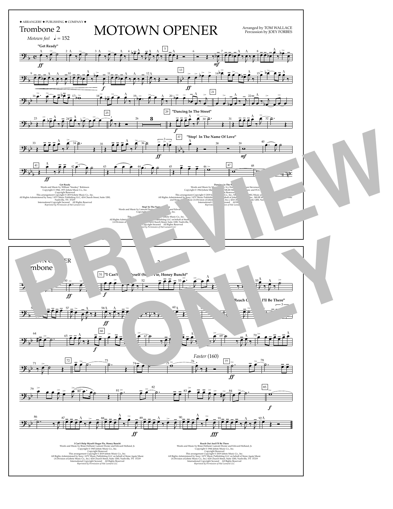 Various Motown Theme Show Opener (arr. Tom Wallace) - Trombone 2 Sheet Music Notes & Chords for Marching Band - Download or Print PDF