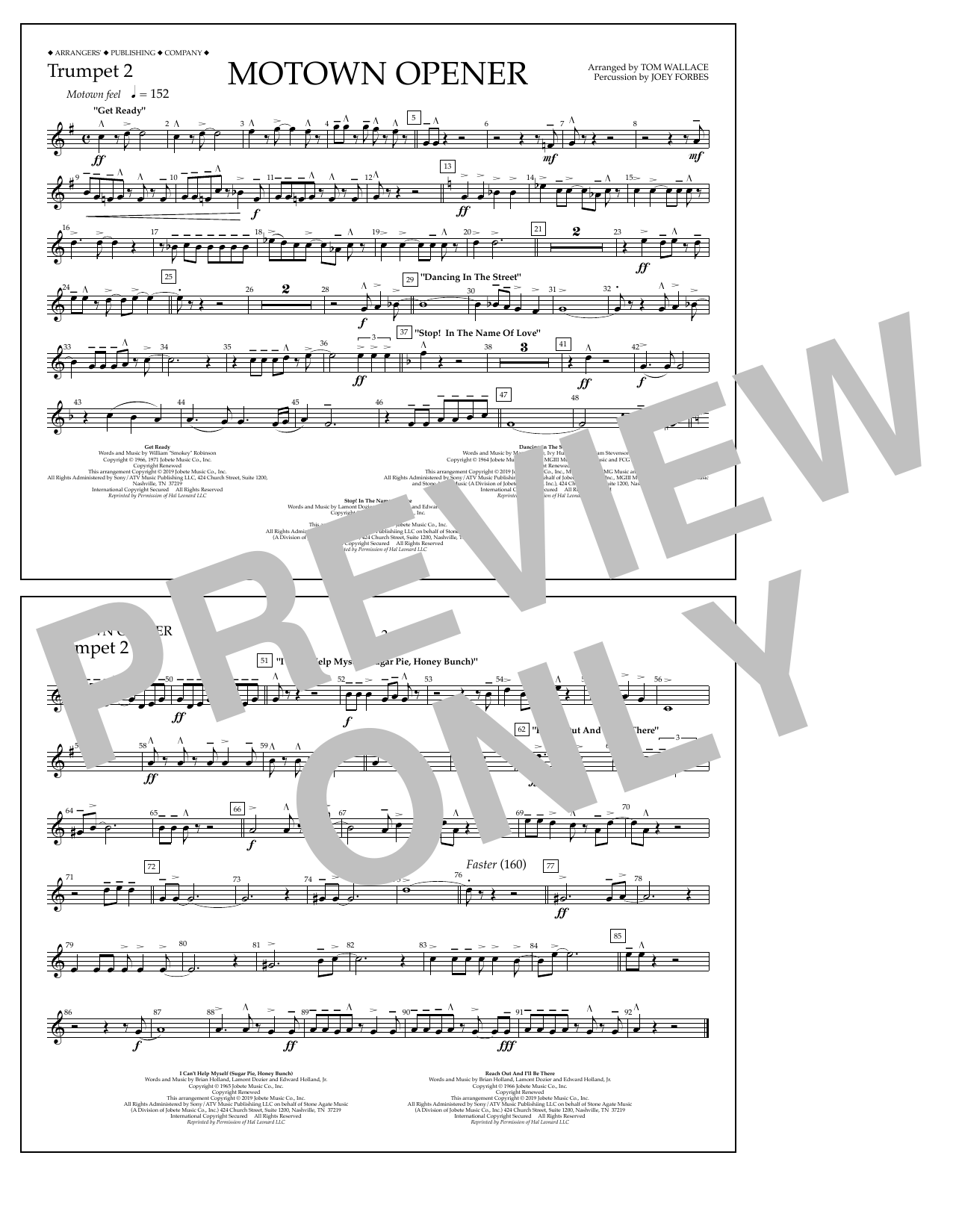 Various Motown Theme Show Opener (arr. Tom Wallace) - Trumpet 2 Sheet Music Notes & Chords for Marching Band - Download or Print PDF