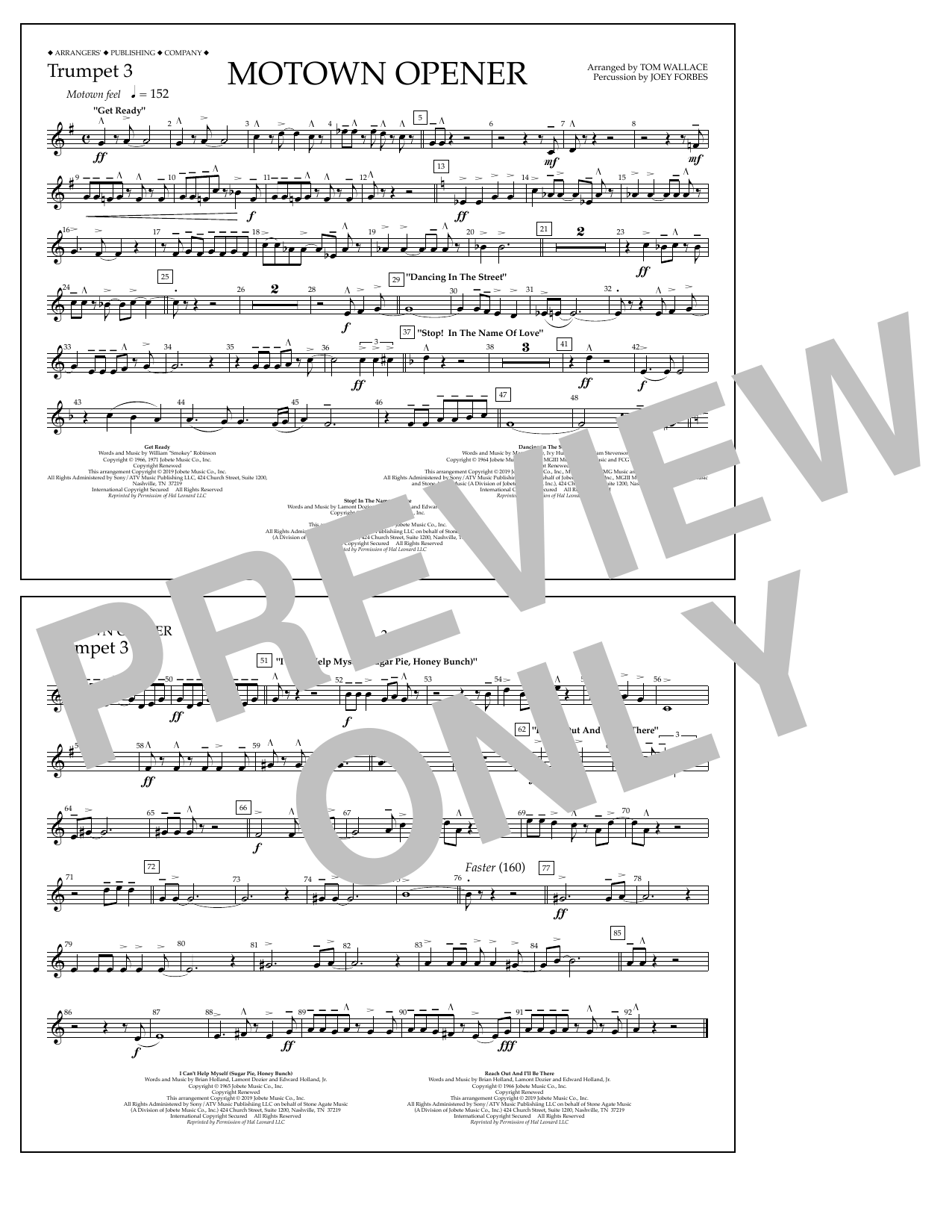 Various Motown Theme Show Opener (arr. Tom Wallace) - Trumpet 3 Sheet Music Notes & Chords for Marching Band - Download or Print PDF