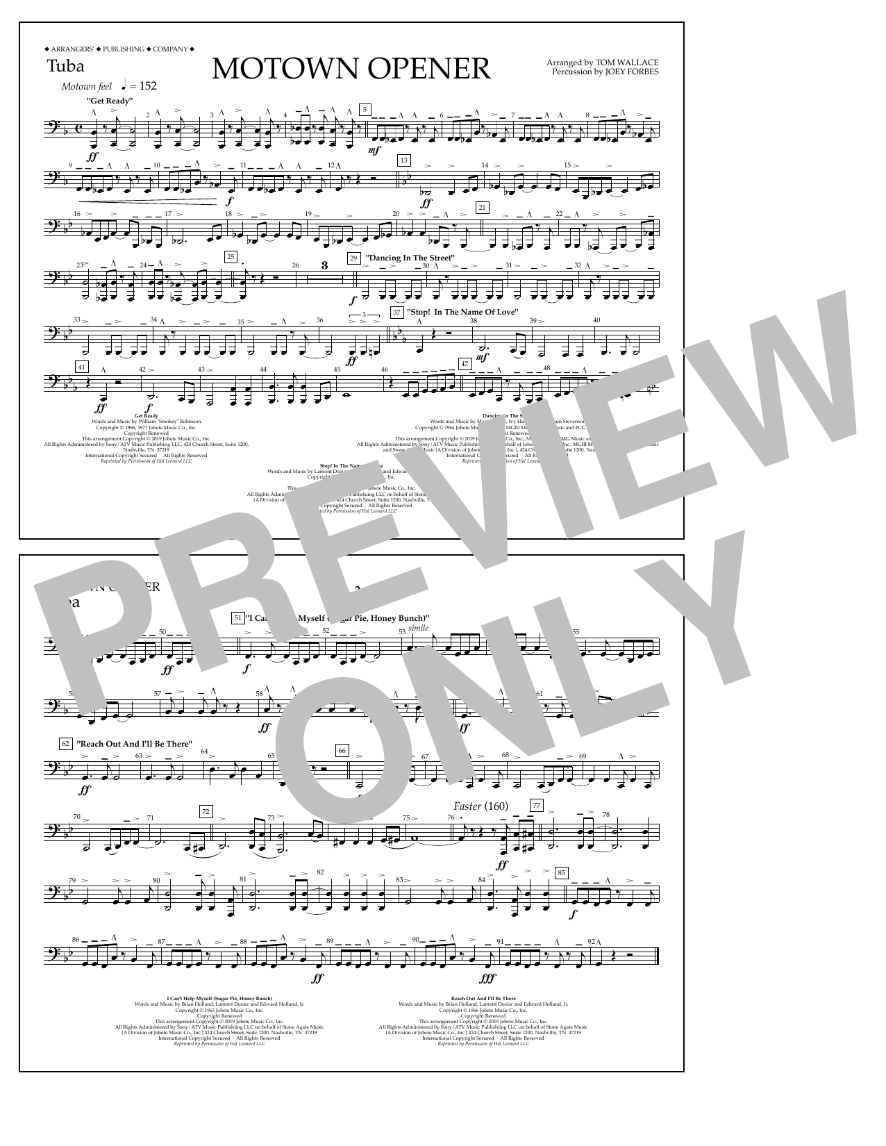 Various Motown Theme Show Opener (arr. Tom Wallace) - Tuba Sheet Music Notes & Chords for Marching Band - Download or Print PDF