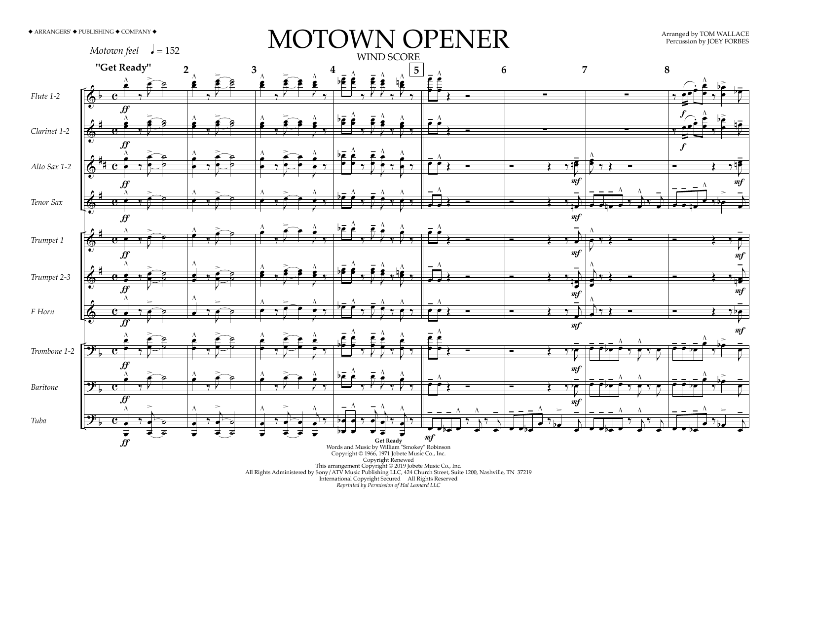Various Motown Theme Show Opener (arr. Tom Wallace) - Wind Score Sheet Music Notes & Chords for Marching Band - Download or Print PDF