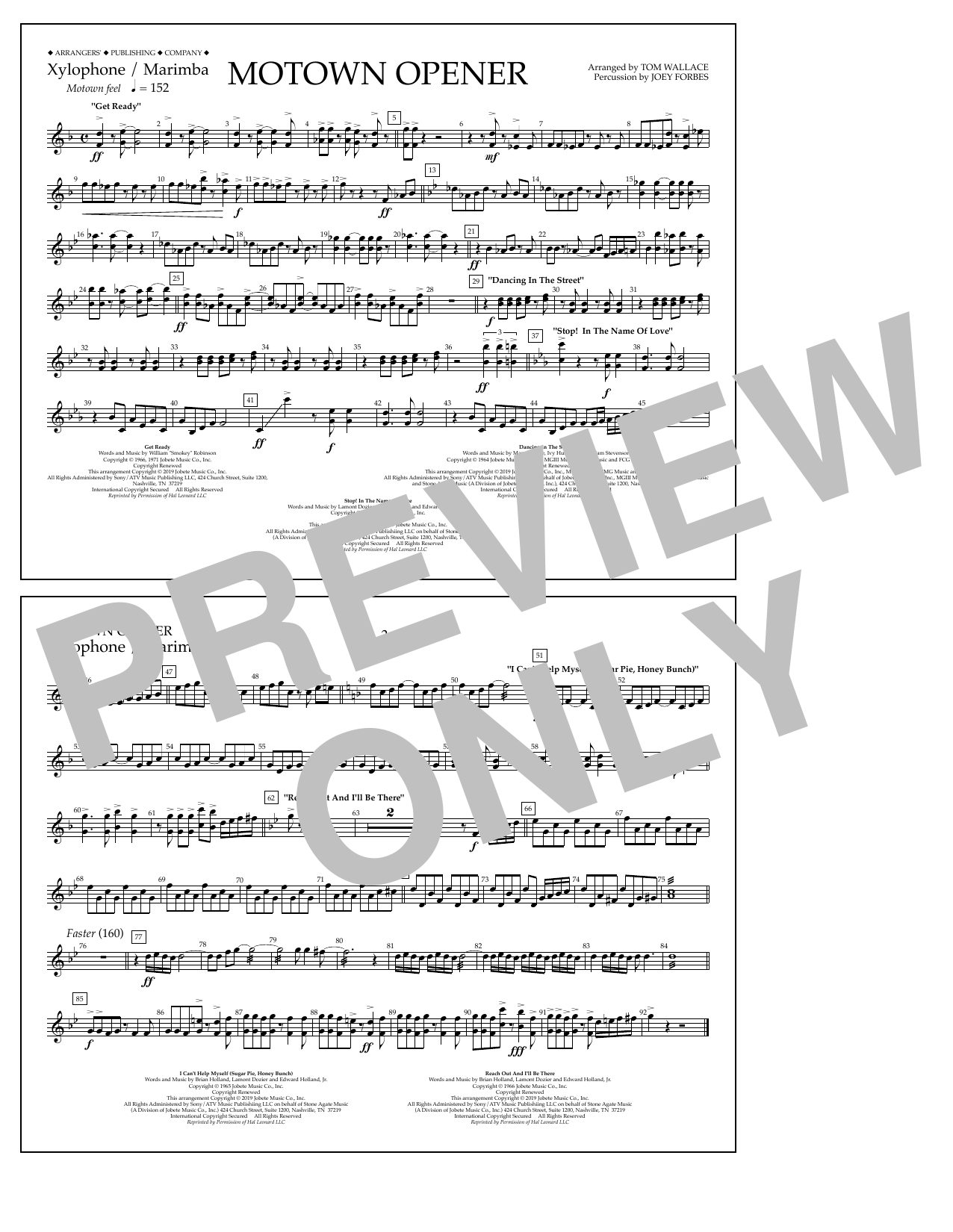 Various Motown Theme Show Opener (arr. Tom Wallace) - Xylophone/Marimba Sheet Music Notes & Chords for Marching Band - Download or Print PDF