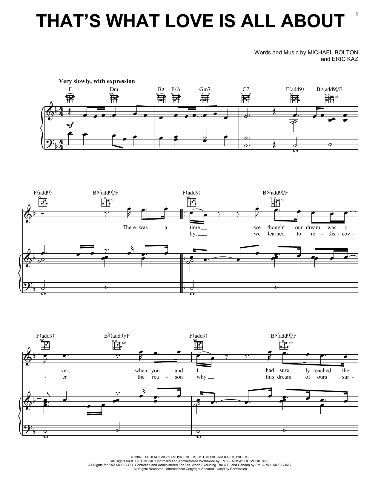Various That's What Love Is All About Sheet Music Notes & Chords for Piano, Vocal & Guitar Chords (Right-Hand Melody) - Download or Print PDF