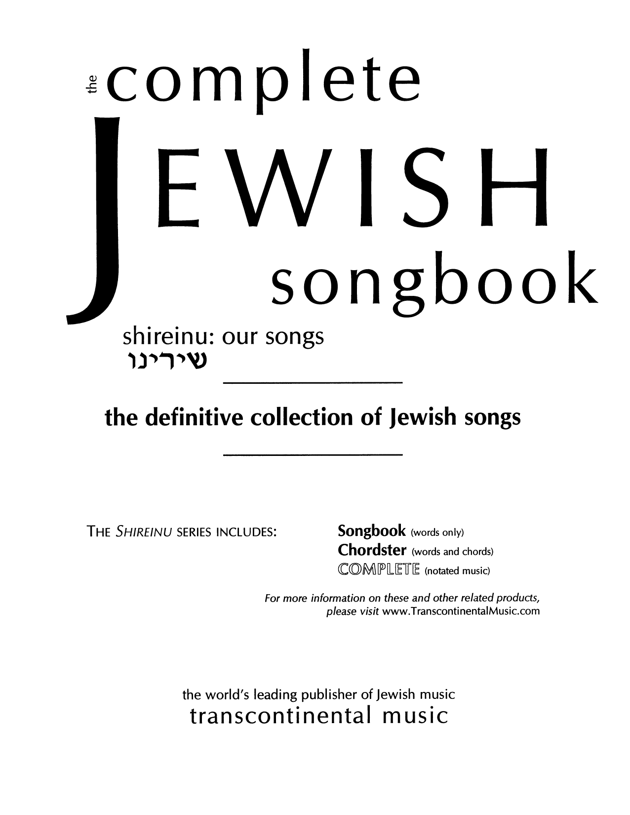 Various The Complete Jewish Songbook (The Definitive Collection of Jewish Songs) Sheet Music Notes & Chords for Lead Sheet / Fake Book - Download or Print PDF