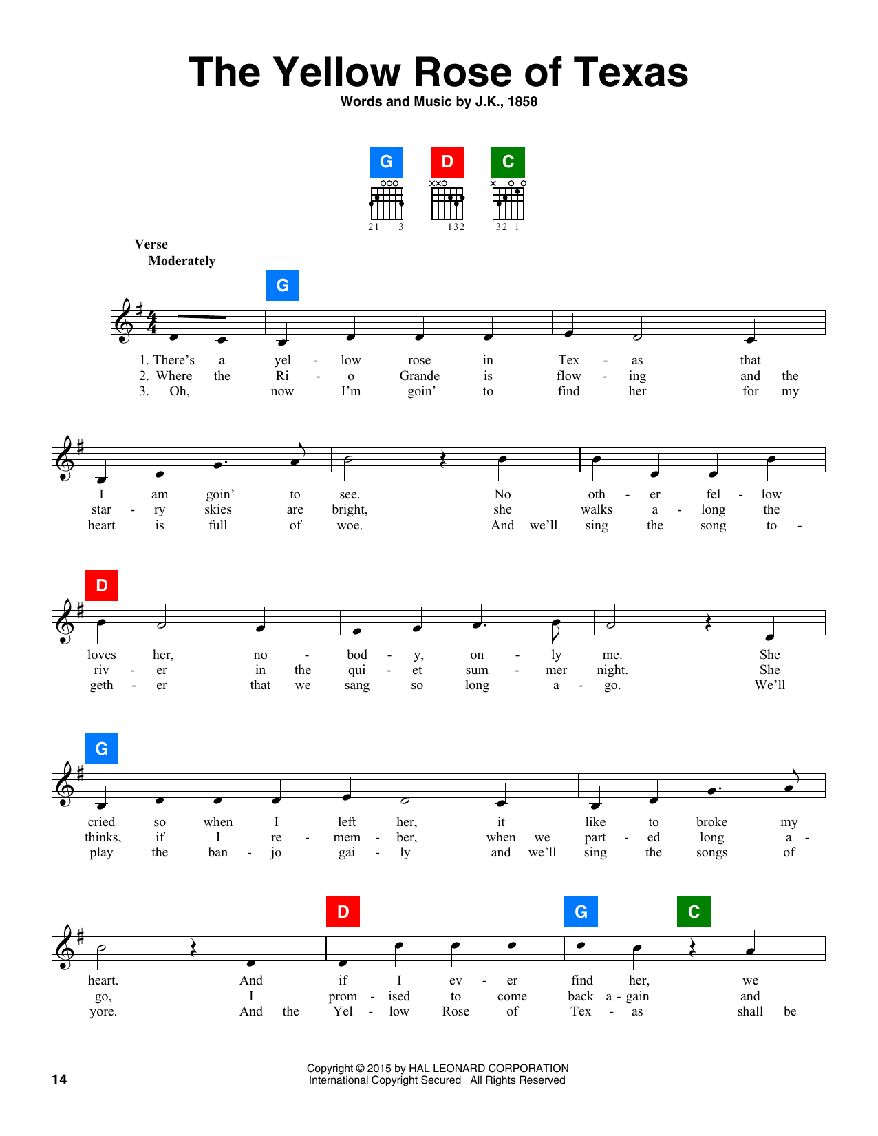 Various The Yellow Rose Of Texas Sheet Music Notes & Chords for Chord Buddy - Download or Print PDF