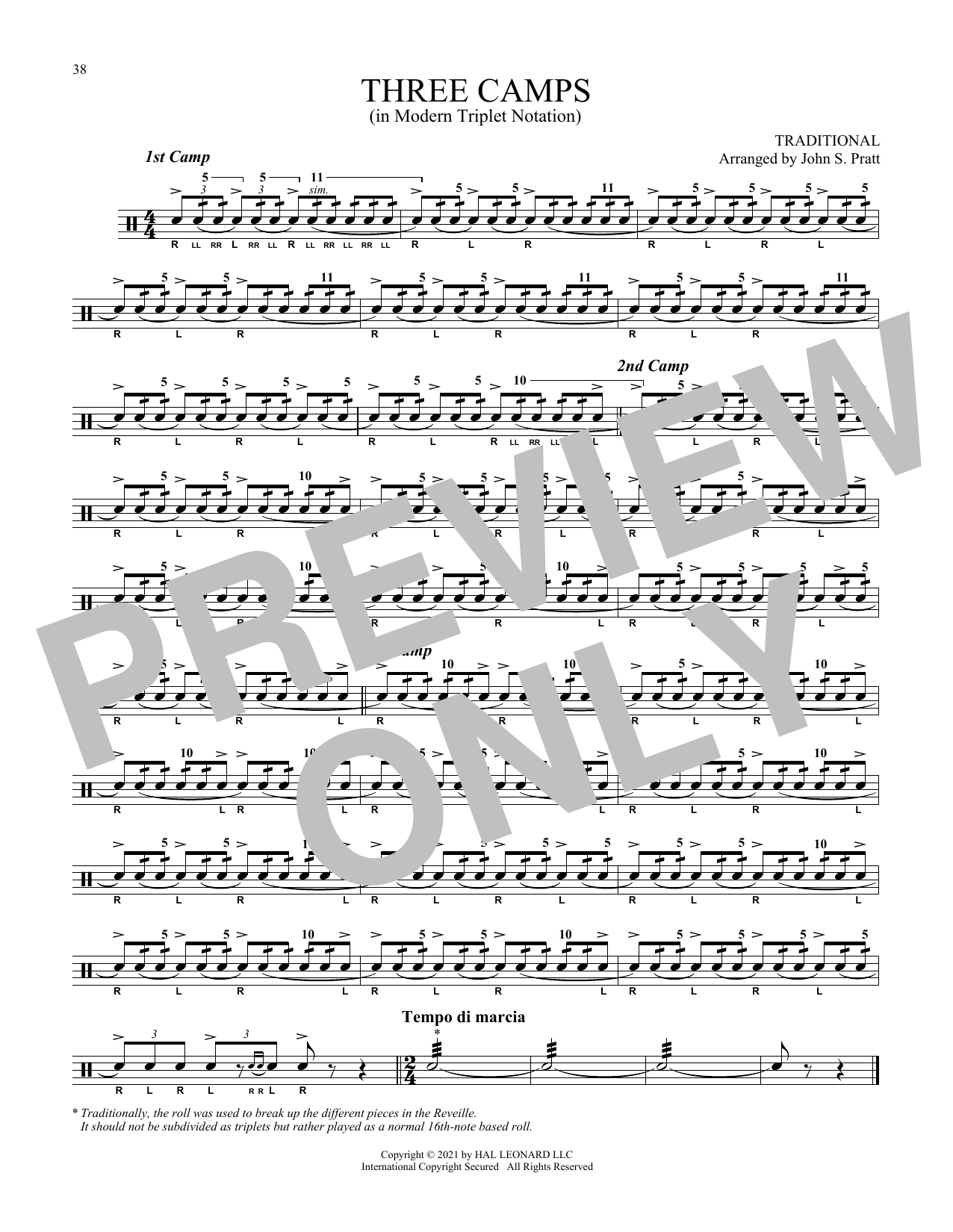 Various Three Camps Sheet Music Notes & Chords for Snare Drum Solo - Download or Print PDF