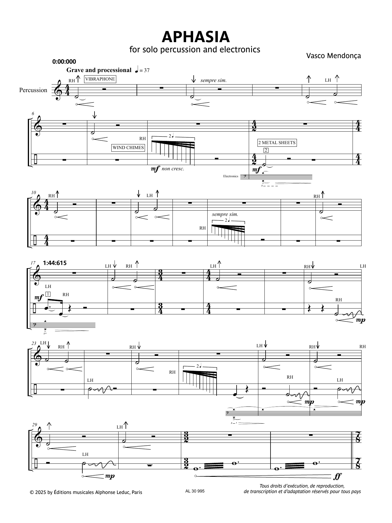 Vasco Mendonça Aphasia Sheet Music Notes & Chords for Percussion Solo - Download or Print PDF Vasco Mendonça Aphasia Sheet Music Notes & Chords for Percussion Solo - Download or Print PDF