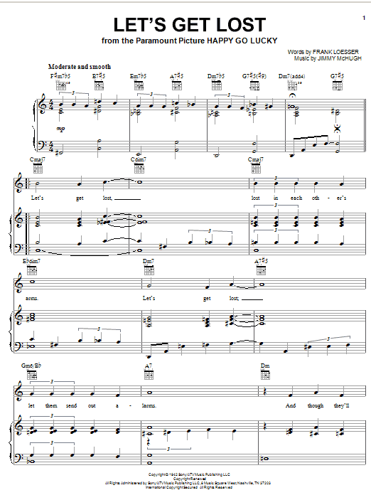 Vaughn Monroe Let's Get Lost Sheet Music Notes & Chords for Piano, Vocal & Guitar (Right-Hand Melody) - Download or Print PDF