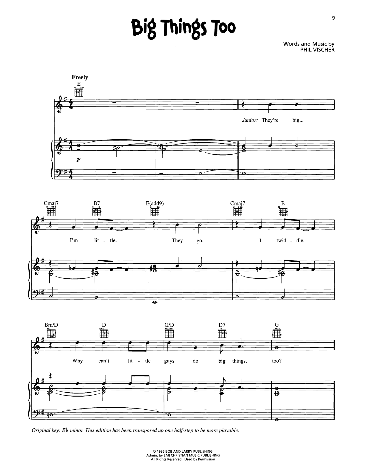 VeggieTales Big Things Too Sheet Music Notes & Chords for Piano, Vocal & Guitar Chords (Right-Hand Melody) - Download or Print PDF