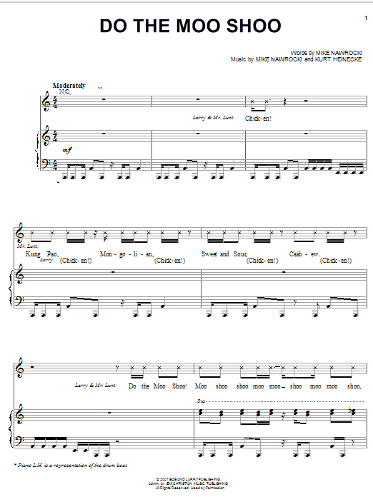 VeggieTales Do The Moo Shoo Sheet Music Notes & Chords for Piano, Vocal & Guitar (Right-Hand Melody) - Download or Print PDF