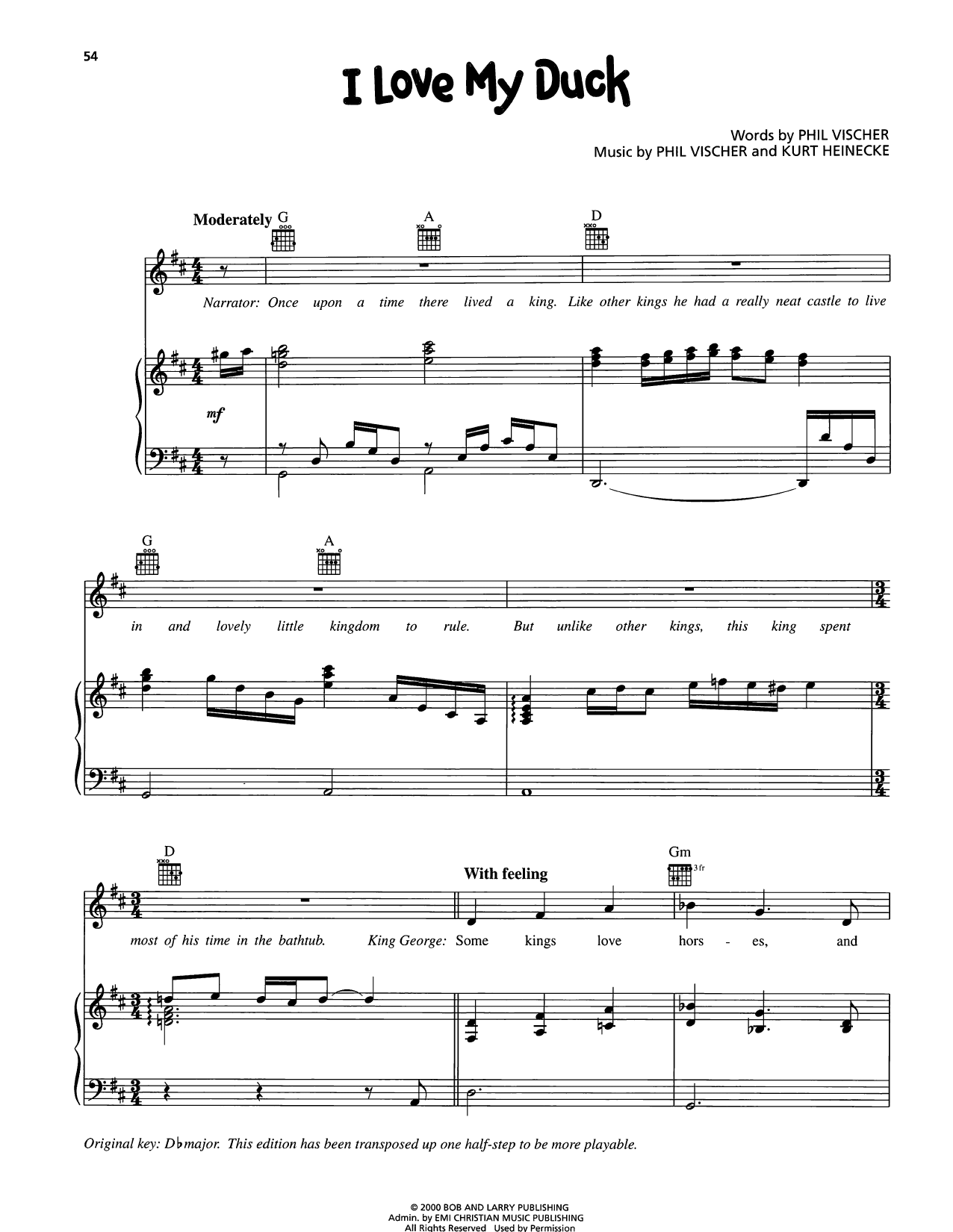 VeggieTales I Love My Duck Sheet Music Notes & Chords for Piano, Vocal & Guitar Chords (Right-Hand Melody) - Download or Print PDF