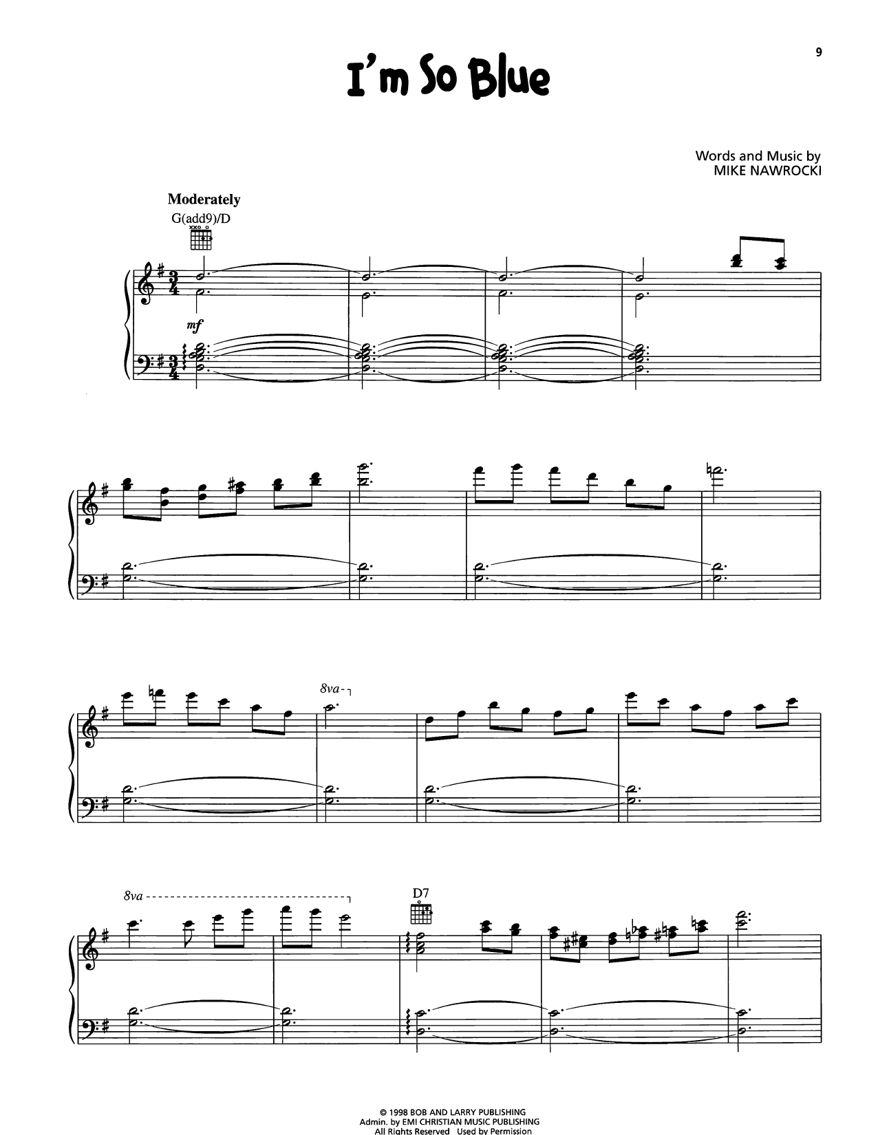 VeggieTales I'm So Blue Sheet Music Notes & Chords for Piano, Vocal & Guitar Chords (Right-Hand Melody) - Download or Print PDF