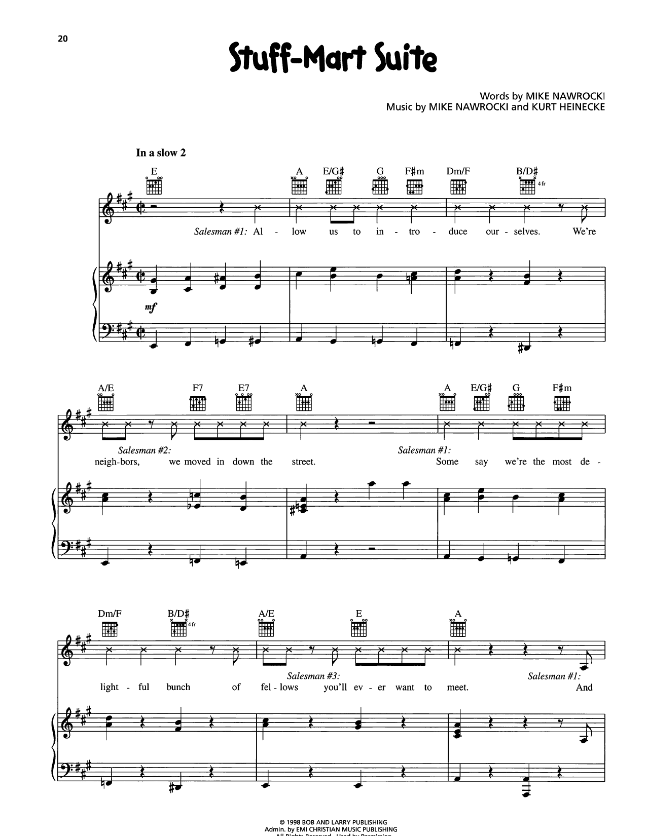 VeggieTales Stuff-Mart Suite Sheet Music Notes & Chords for Piano, Vocal & Guitar Chords (Right-Hand Melody) - Download or Print PDF