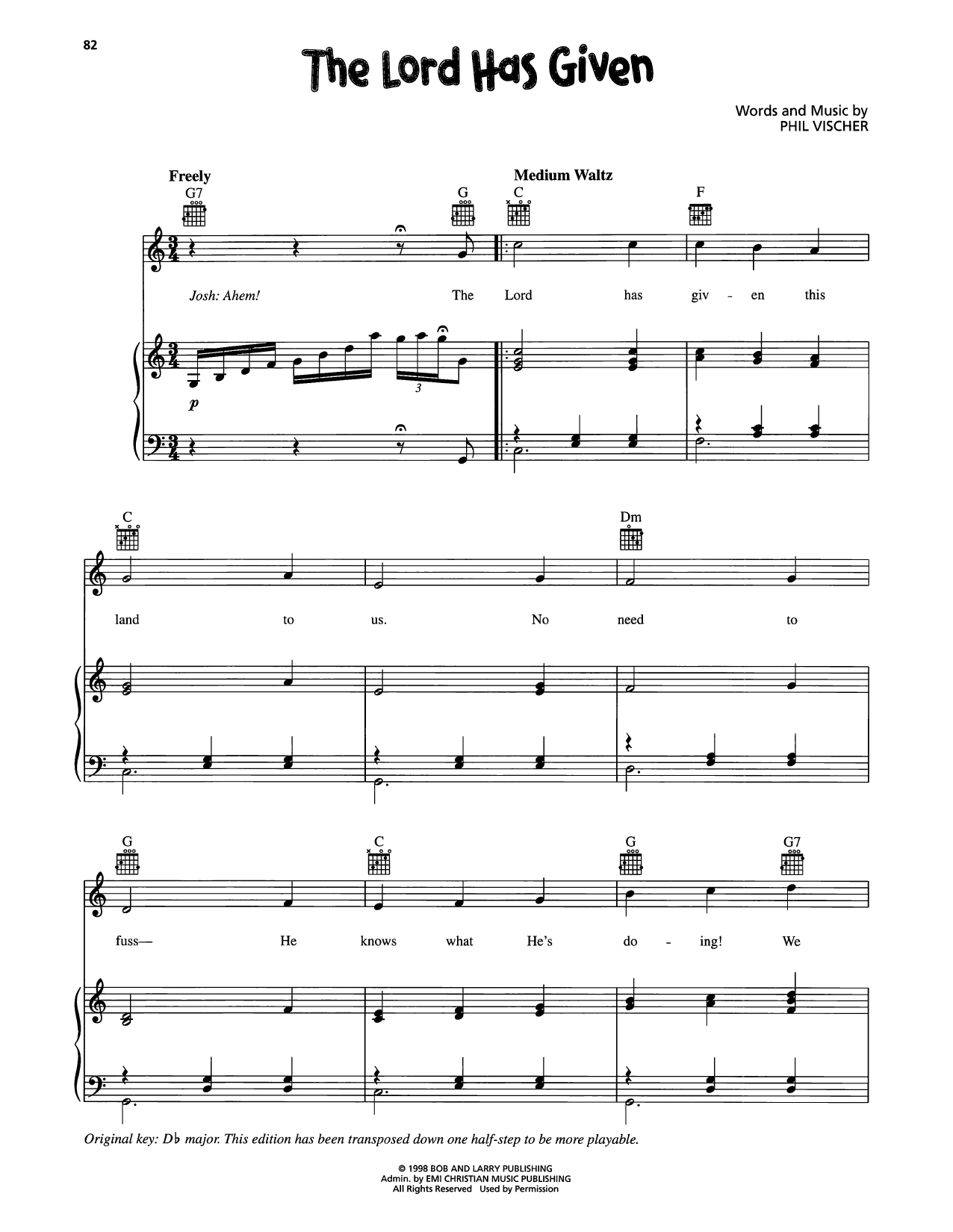 VeggieTales The Lord Has Given Sheet Music Notes & Chords for Piano, Vocal & Guitar Chords (Right-Hand Melody) - Download or Print PDF
