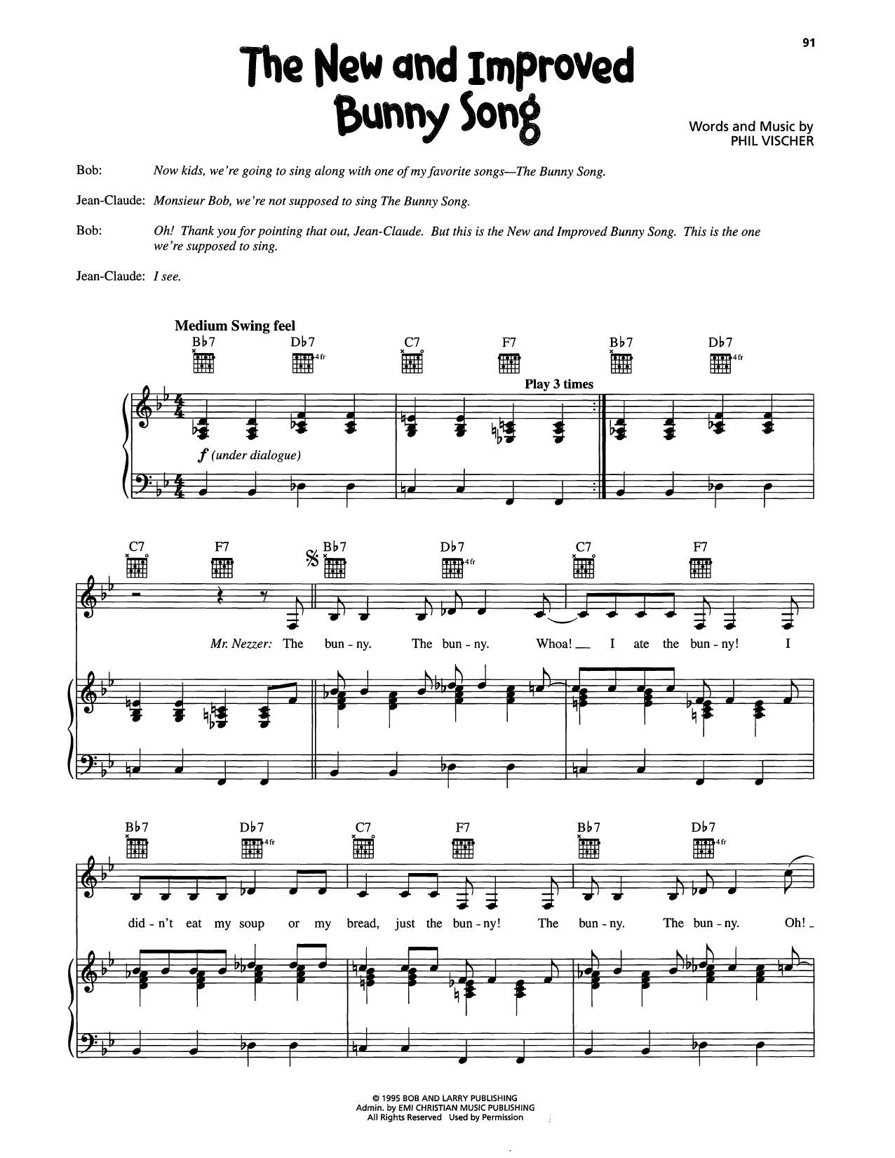 VeggieTales The New And Improved Bunny Song Sheet Music Notes & Chords for Piano, Vocal & Guitar Chords (Right-Hand Melody) - Download or Print PDF