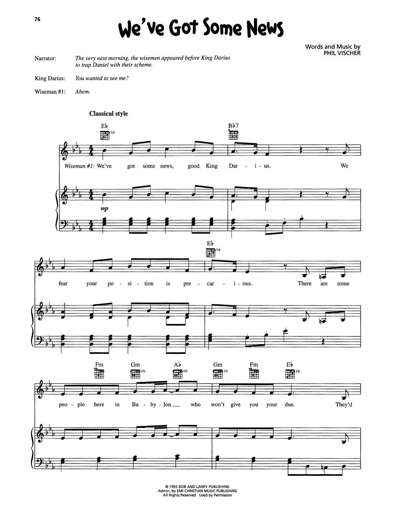 VeggieTales We've Got Some News Sheet Music Notes & Chords for Piano, Vocal & Guitar Chords (Right-Hand Melody) - Download or Print PDF