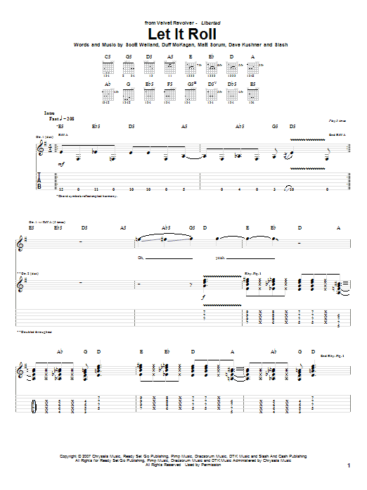 Velvet Revolver Let It Roll Sheet Music Notes & Chords for Guitar Tab - Download or Print PDF