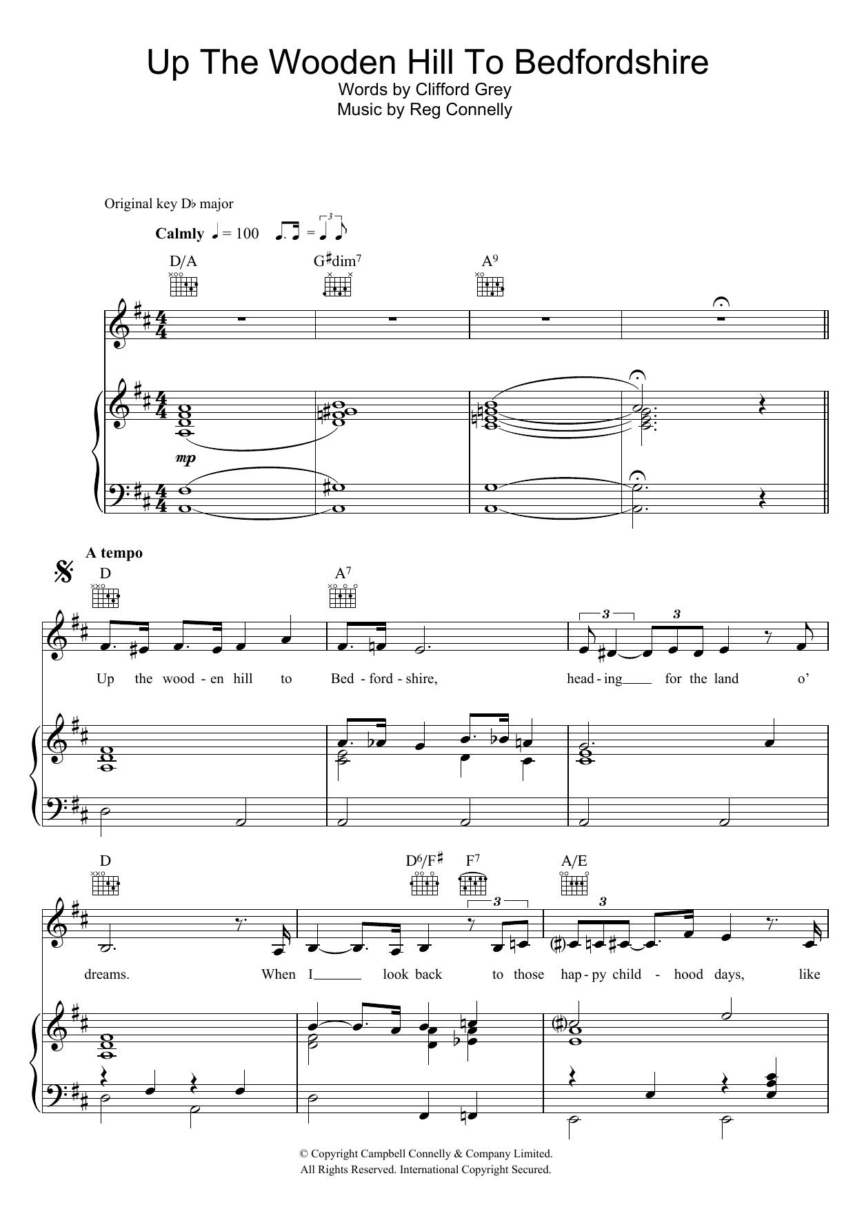 Vera Lynn Up The Wooden Hill To Bedfordshire Sheet Music Notes & Chords for Piano, Vocal & Guitar - Download or Print PDF