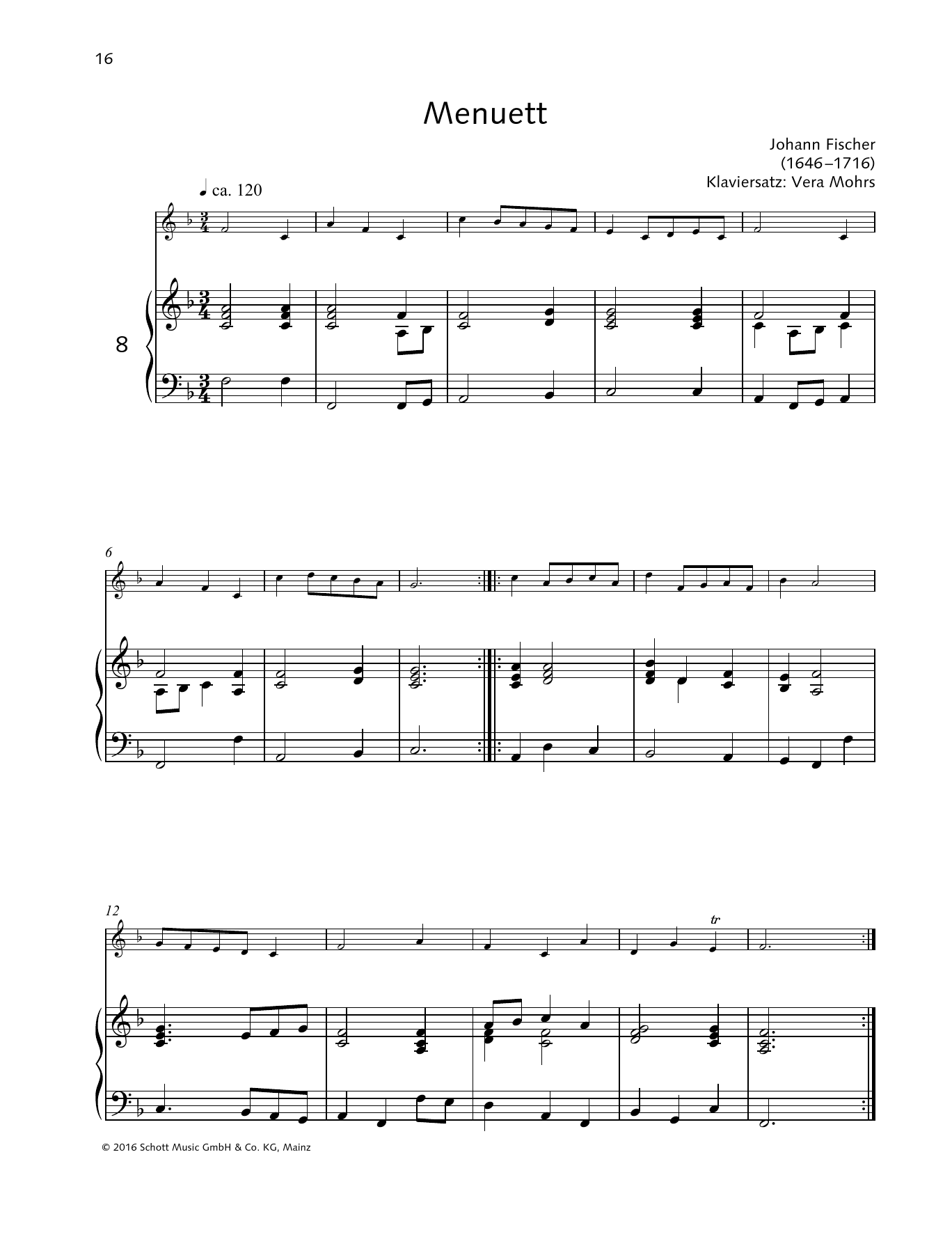 Vera Mohrs Minuet Sheet Music Notes & Chords for Woodwind Solo - Download or Print PDF