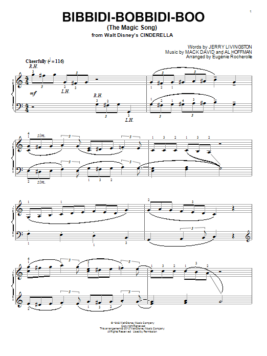 Eugénie Rocherolle Bibbidi-Bobbidi-Boo (The Magic Song) Sheet Music Notes & Chords for Piano - Download or Print PDF