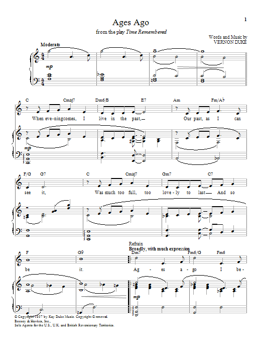 Vernon Duke Ages Ago Sheet Music Notes & Chords for Piano & Vocal - Download or Print PDF