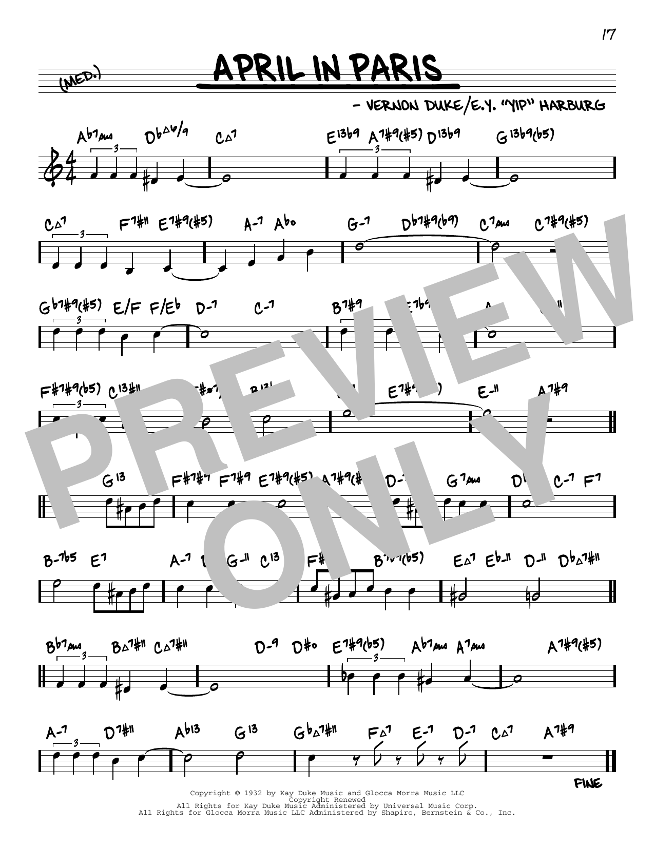 Vernon Duke April In Paris (arr. David Hazeltine) Sheet Music Notes & Chords for Real Book – Enhanced Chords - Download or Print PDF