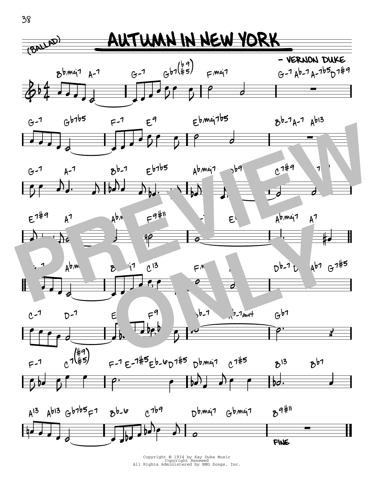 Vernon Duke Autumn In New York [Reharmonized version] (arr. Jack Grassel) Sheet Music Notes & Chords for Real Book – Melody & Chords - Download or Print PDF