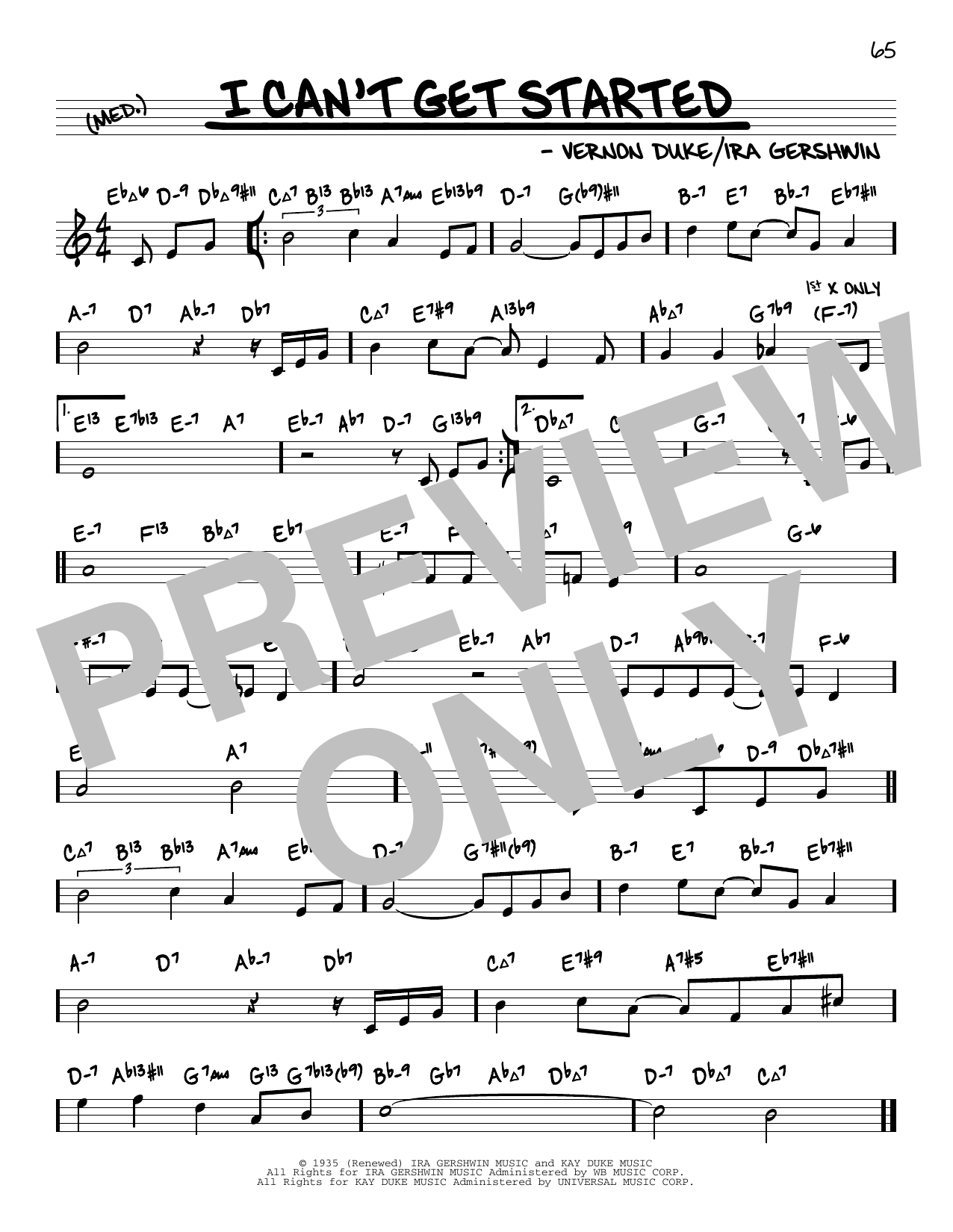 Vernon Duke I Can't Get Started (arr. David Hazeltine) Sheet Music Notes & Chords for Real Book – Enhanced Chords - Download or Print PDF