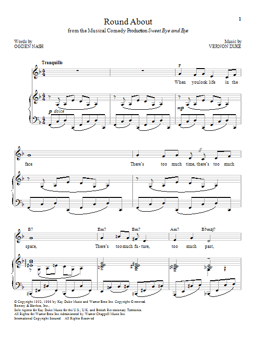 Vernon Duke Roundabout Sheet Music Notes & Chords for Piano & Vocal - Download or Print PDF