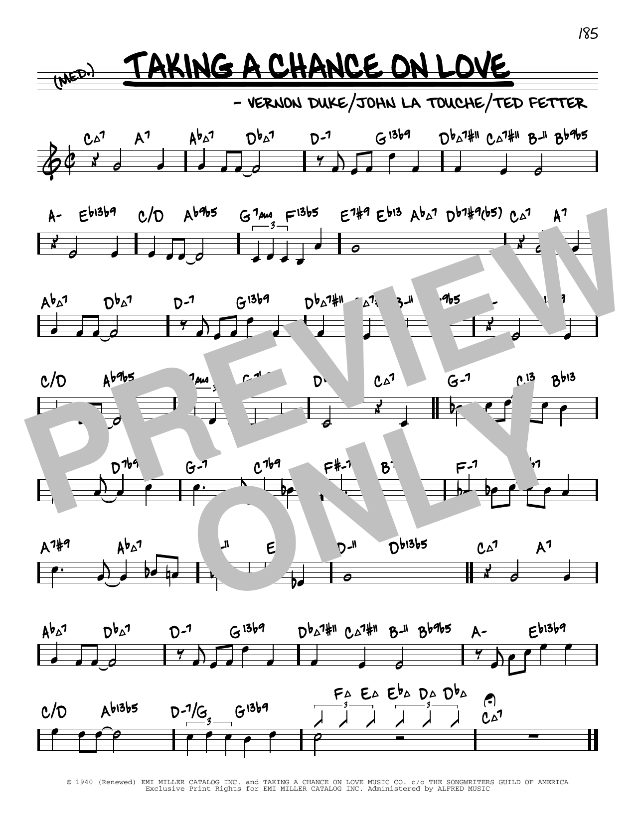 Vernon Duke Taking A Chance On Love (arr. David Hazeltine) Sheet Music Notes & Chords for Real Book – Enhanced Chords - Download or Print PDF