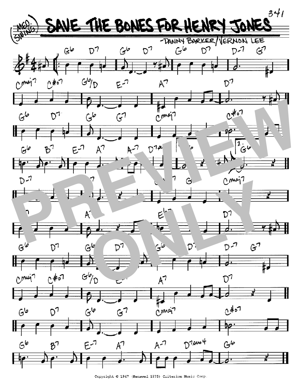 Vernon Lee Save The Bones For Henry Jones Sheet Music Notes & Chords for Real Book - Melody & Chords - C Instruments - Download or Print PDF