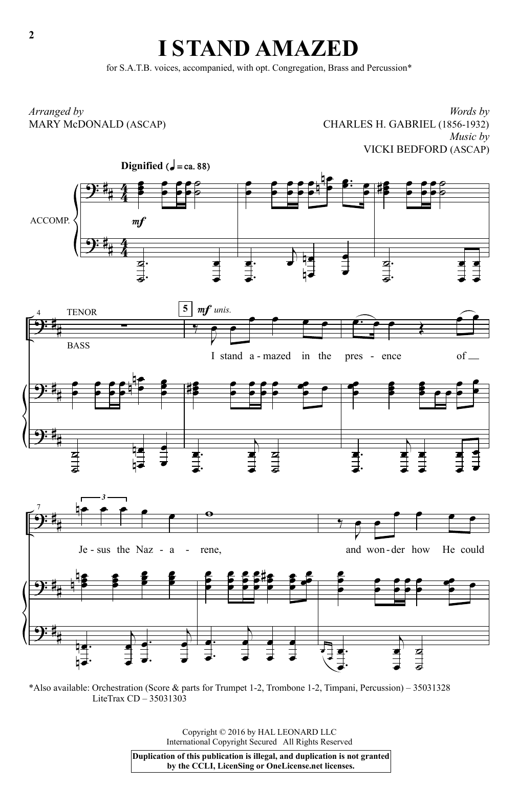 Vicki Bedford I Stand Amazed (arr. Mary McDonald) Sheet Music Notes & Chords for SATB - Download or Print PDF