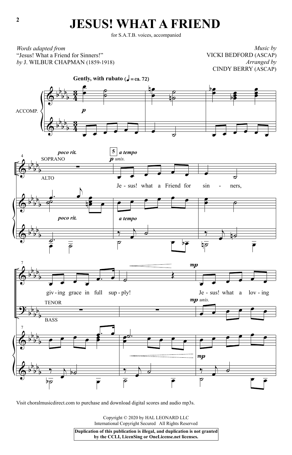 Vicki Bedford Jesus! What A Friend (arr. Cindy Berry) Sheet Music Notes & Chords for SATB Choir - Download or Print PDF