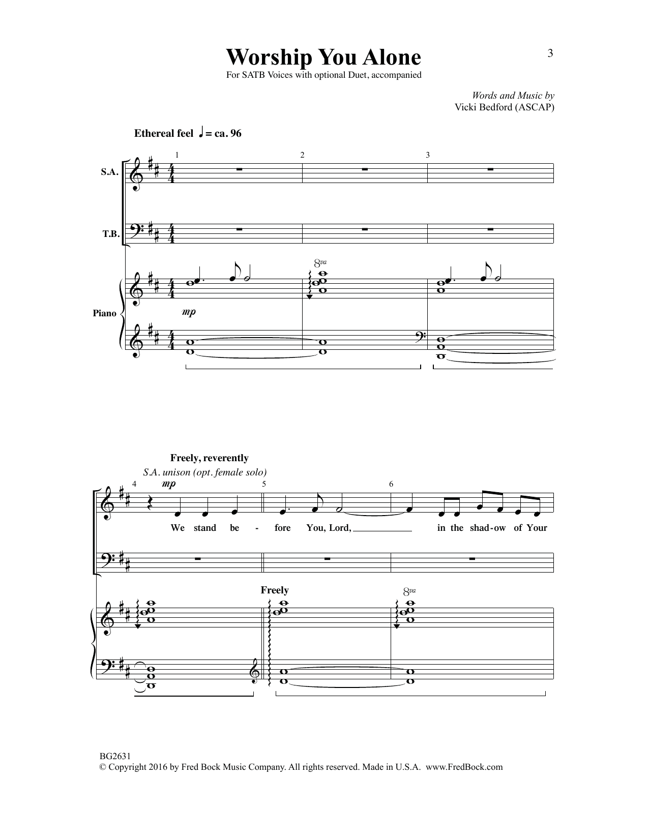 Vicki Bedford Worship You Alone Sheet Music Notes & Chords for Choral - Download or Print PDF